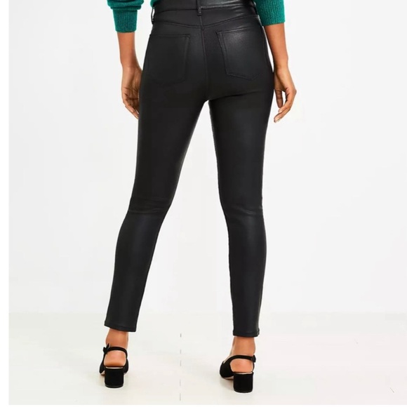 Loft Coated High Rise Skinny Jeans In Black Women’s size 25 or 0 - Picture 7 of 11